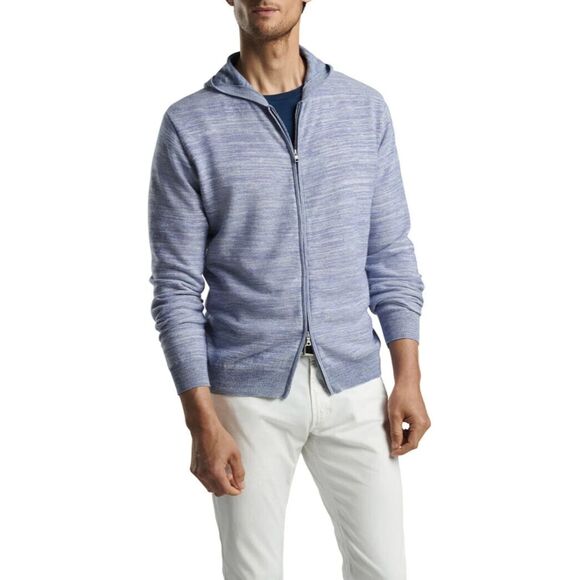 Peter Millar Other - PETER MILLAR Sweatshirt Mens Small Blue Zip Up Hooded Wool Silk RAVELLO $495